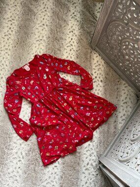 Emma & Elsa red rainbow long sleeve dress girls size 7 Christmas holiday party
